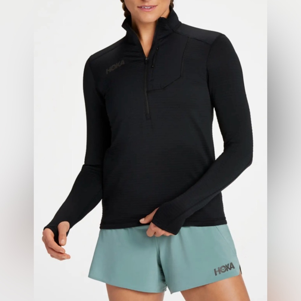 Hoka Women’s Sz L Half-Zip Mid Layer Black Jacket